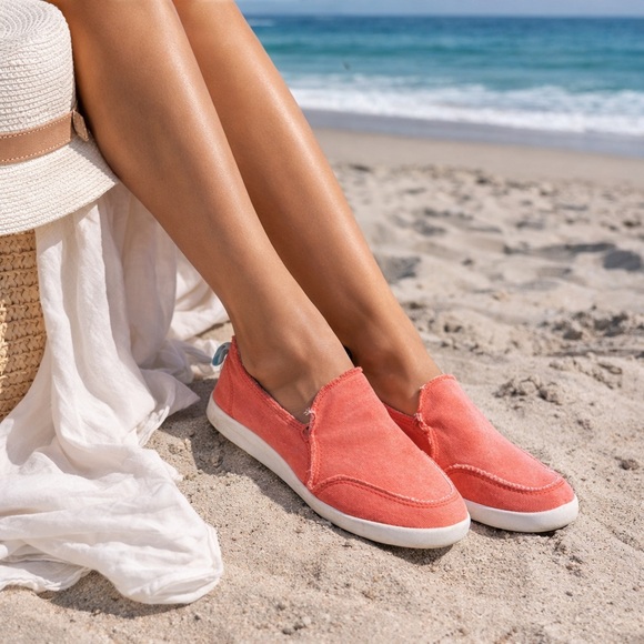 Vionic Shoes - Vionic Beach Sneakers Slip On Malibu Red Coral Pink Womens 9 M Orthotic Shoes